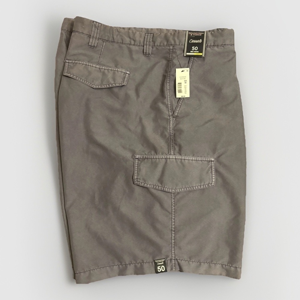 Roundtree & Yorke Mens 50 Big Man Cargo Shorts Straight Fit Navy Gray Summer NEW